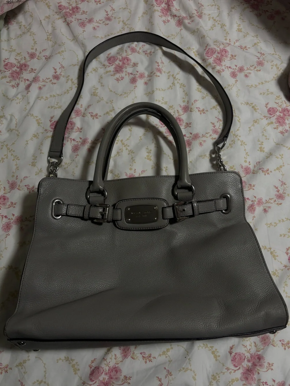 Michael Kors Gray Pebbled Leather Shoulder Tote